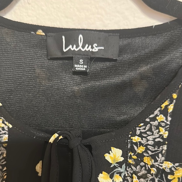 Lulu's Black Dress with Yellow Floral Accents - Picture 2 of 6
